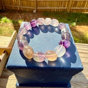 Rainbow Fluorite Stone of Intuition Tumbled Bead Bracelet